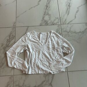 Stateside White V-Neck Long Sleeve Tee